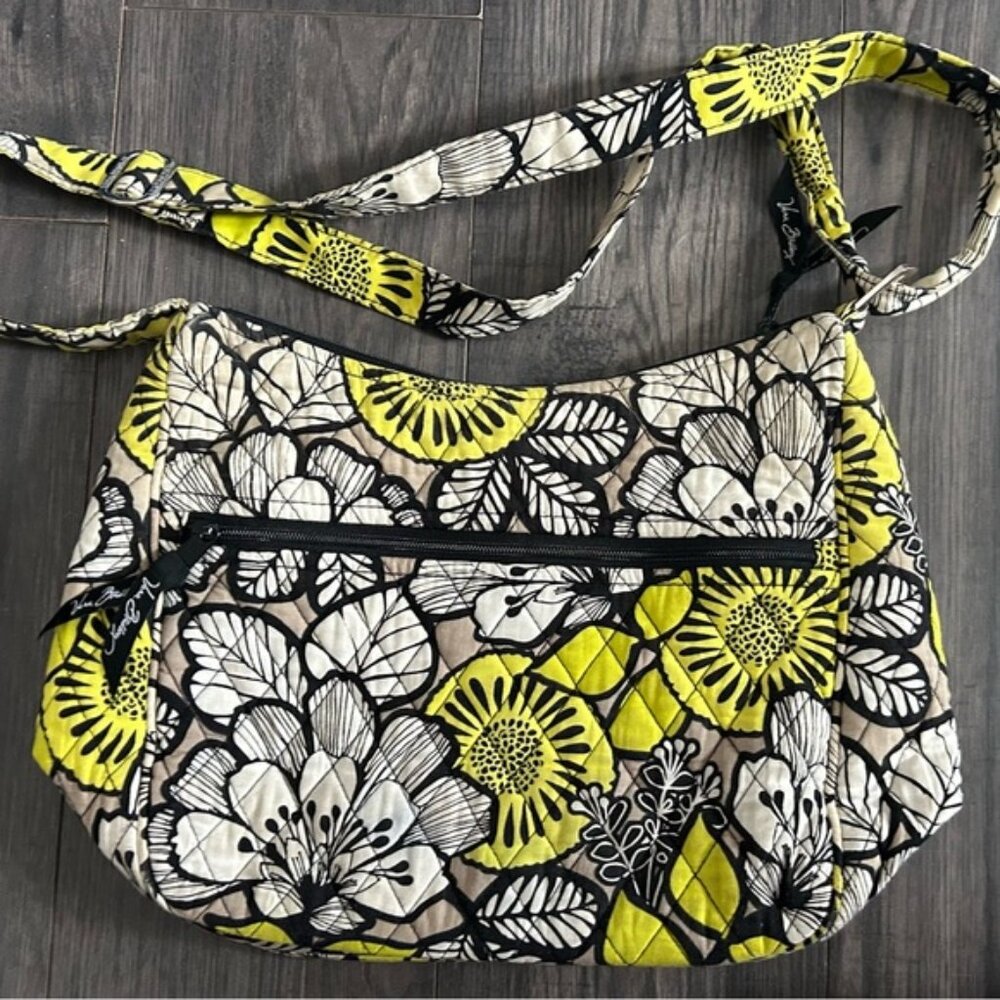VERA BRADLEY womens blackyellow zip purse with adjustable straps